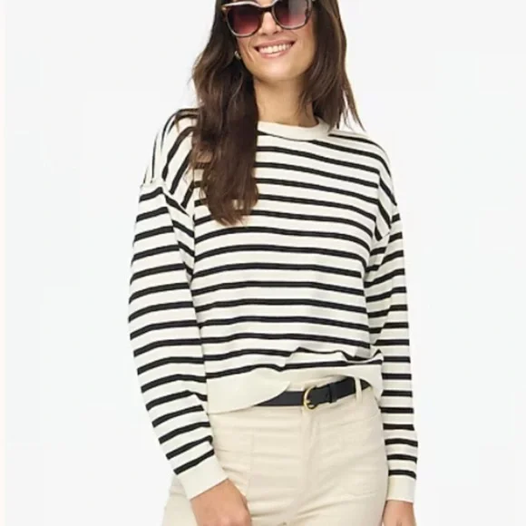 NWT J. Crew Striped Cotton Sweater Pullover Crew Classic Fisherman Nautical XL - Picture 2 of 13